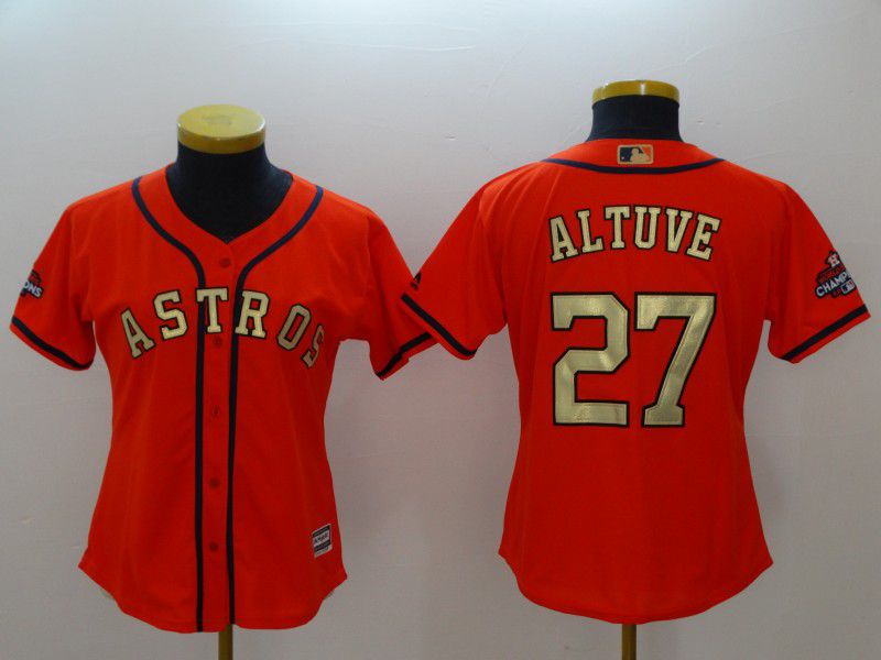 Women Houston Astros 27 Altuve Orange Champion Edition MLB Jerseys